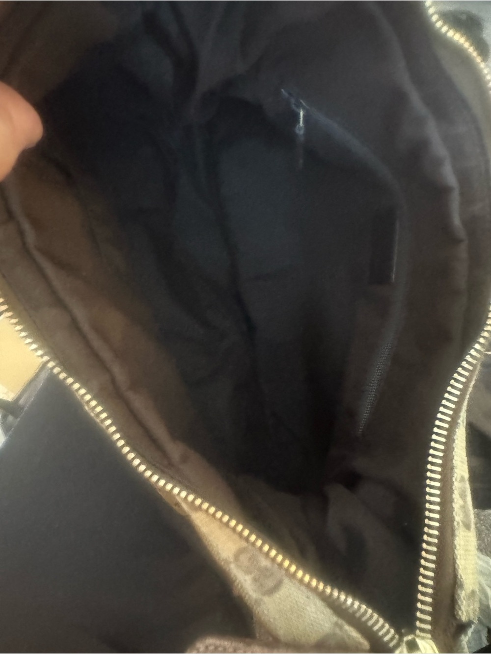 Gucci Brown Monogram Shoulder Bag with Brown and Beige Stripes image 2